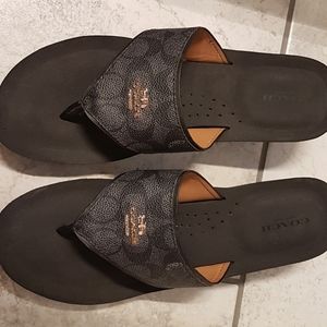 Coach Wedge Leather Flip Flop